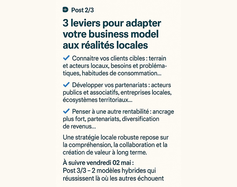 3 Leviers pour adapter son business model aux réalités locales